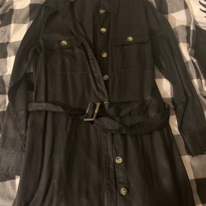 Black mid-length utility shirt dress
